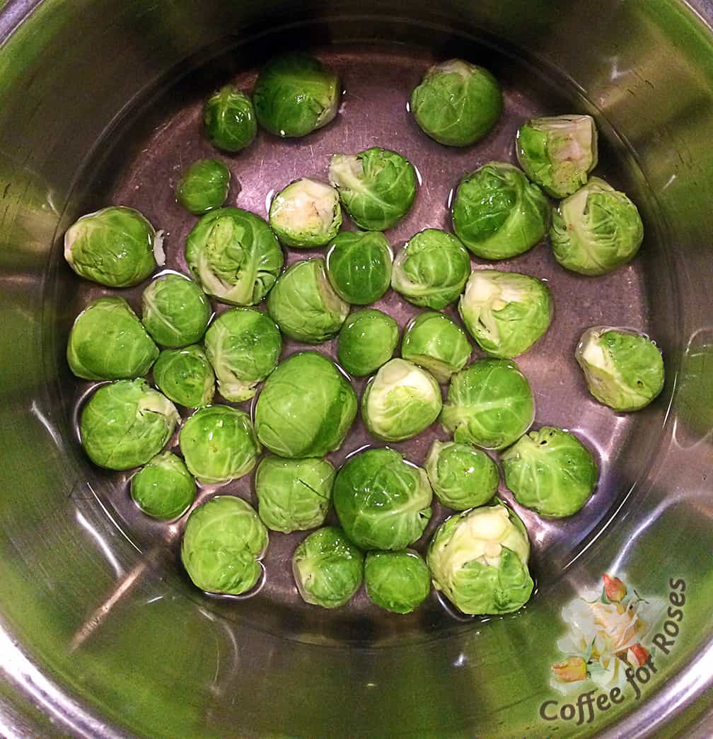 Cover the pot and steam the sprouts for about 10 minutes if they are small, 15 minutes if they are larger.