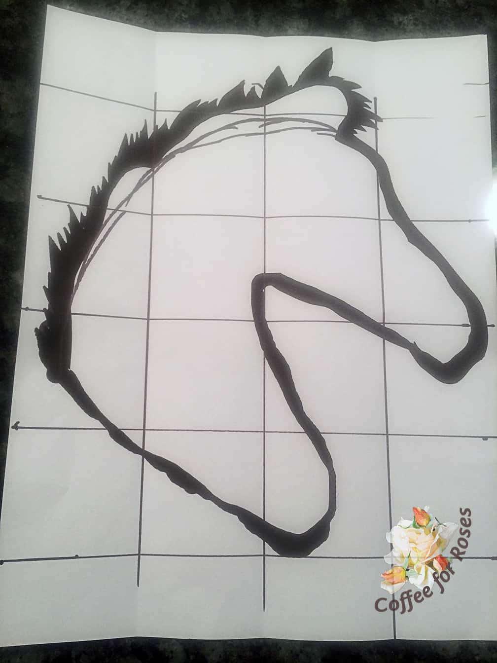 I downloaded an outline of a horse head from the internet. (Google "silhouette of horse head" or something similar.)