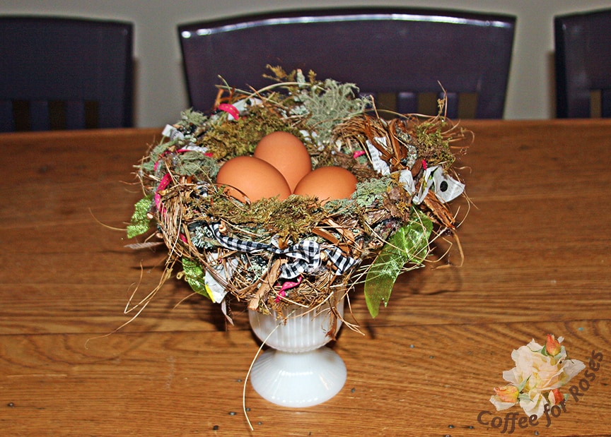 The nest can be placed directly on the table as well, or consider displaying a small nest on top of a candle holder.