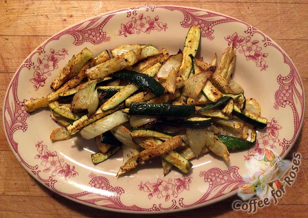 The roasting brings out the sugars in the veggies. Eat them hot out of the oven and you'll see that these are as good as any deep-fried potatoes. 