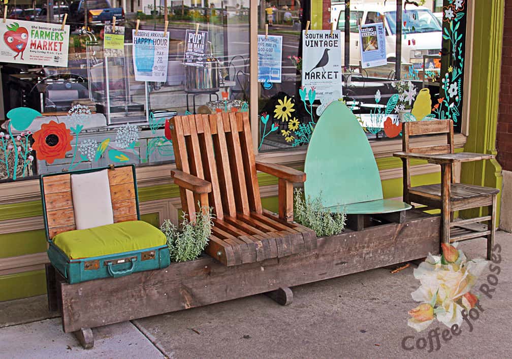 Need a fun, visually stimulating bench? Gather assorted chairs, stools, lumber or other objects and mount them on a unifying board base. 