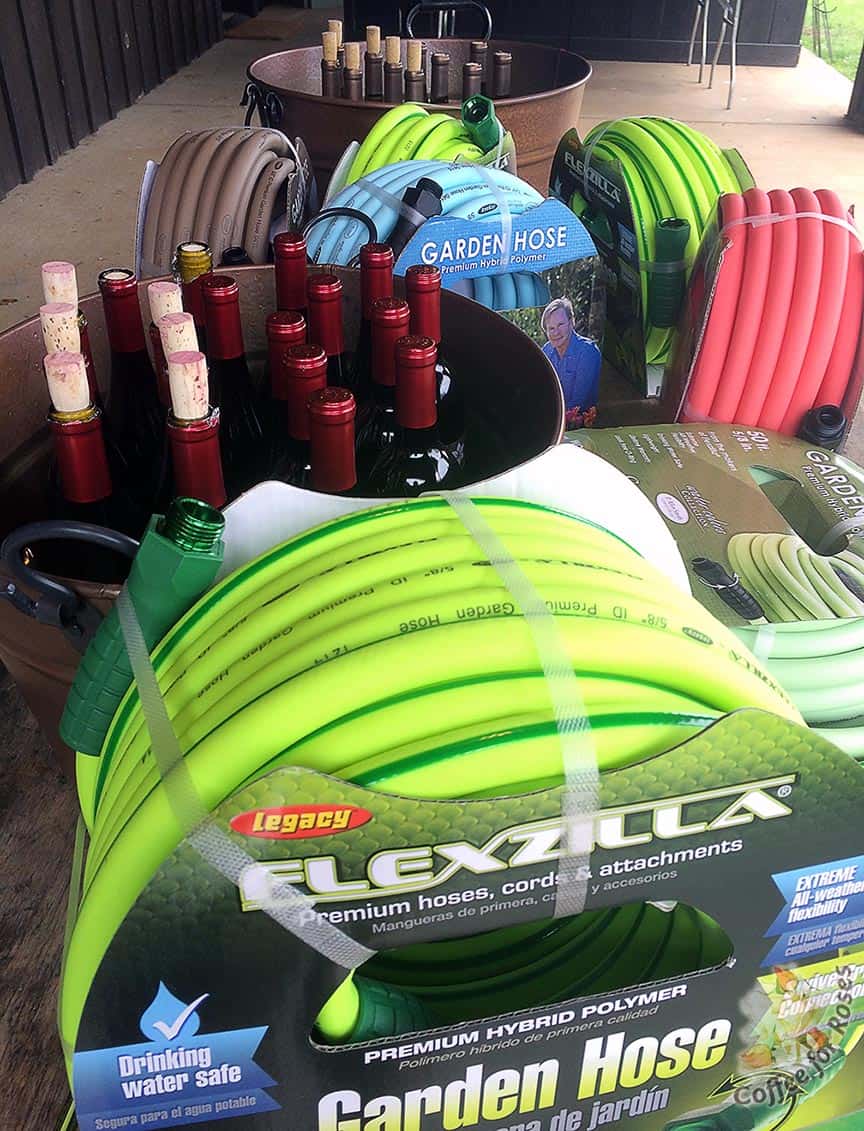 Reason to celebrate! Not only can we get an it's-so-bright-you'll-never-misplace-it-again Flexzilla hose, but we can also have a soft green, brown (so why didn't someone do THIS sooner?)  or decorator blue and coral.
