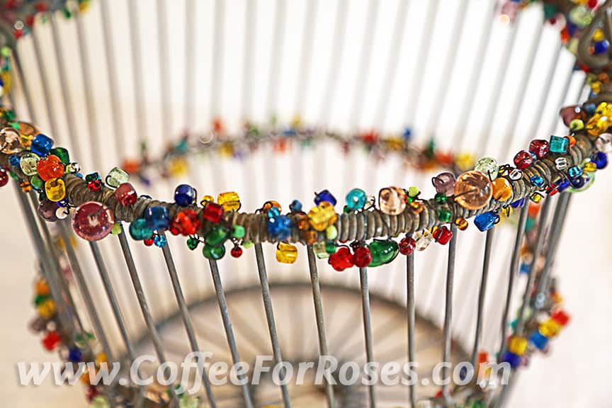 On this multi-colored basket I used copper wire but you can use any wire for this project.
