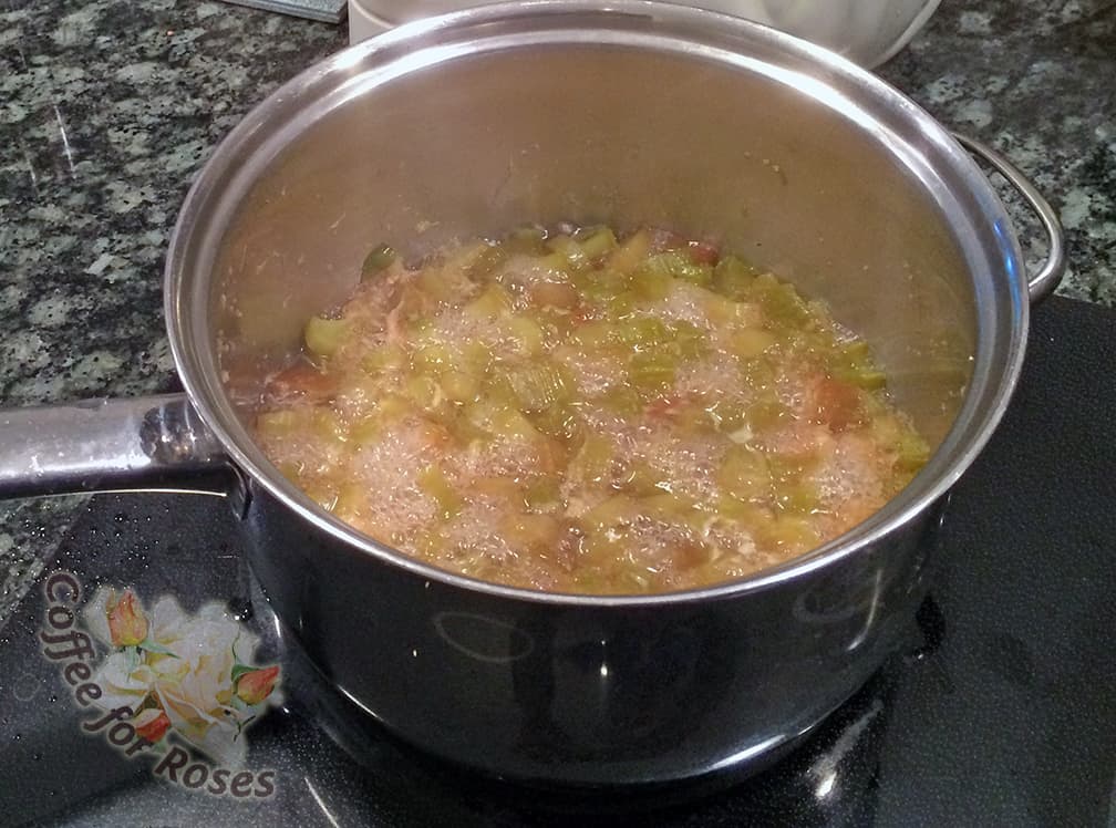 Place all in a pot with the water and cover. Cook on medium heat until you hear the mix start to bubble and shake the lid a bit. Remove the pot cover and reduce the heat slightly so that it simmers and the water boils away but the bottom doesn't burn or stick. Stir frequently while cooking.